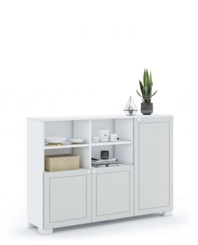 Regał niski 150 Frame White Grey