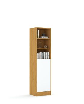 regał częściowo zamknięty. regał na książki. szafka z półkami.