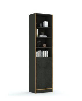 regał na książki. regał częściowo zamknięty. szafka z półkami.