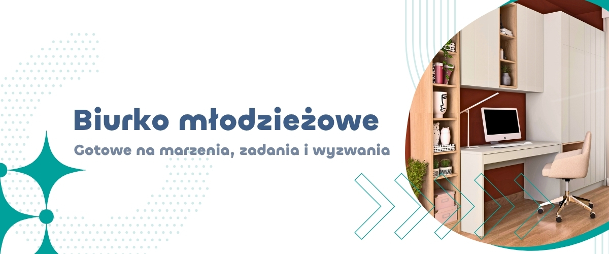 Biurko młodzieżowe w nowoczesnym pokoju młodzieżowym.